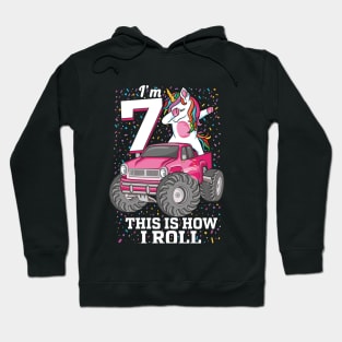 7 years Old kids 7th Birthday Dabbing unicorn Monster Truck Hoodie